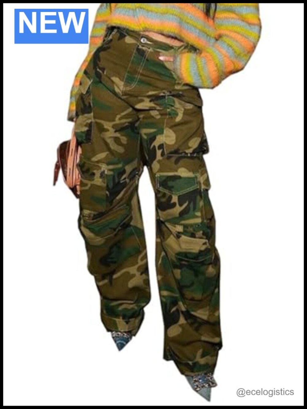 Women Cargo Jeans High Waisted Baggy Straight Wide Leg Stretchy Pants
